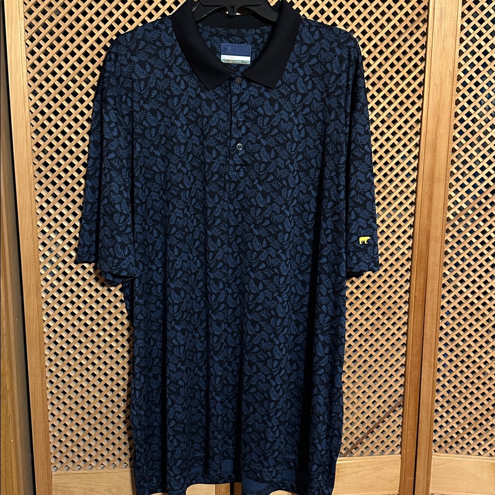 Jack Nicklaus, STAYDRI branded
 Black w/ blue floral Patterned Golf Polo - XXL